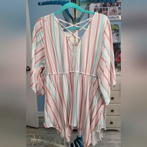 Babydoll Stretch Challis Dolman Sleeve Tunic Top FINAL MARKDOWN